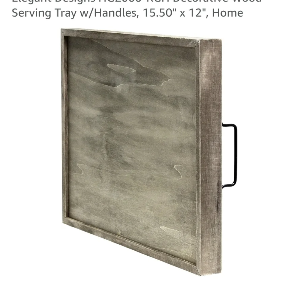 Rustic Gray Wooden Tray with 'Home' Script